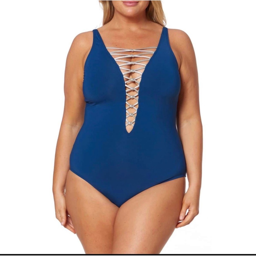 Bleu Rod Beattie Royal Blue Lace-Up One-Piece Swimsuit